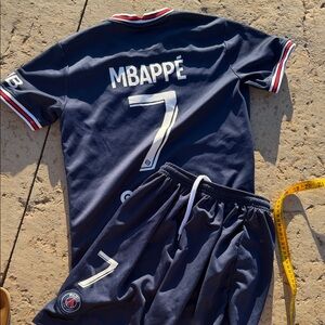 Kids Navy Blue Soccer Matching Set with Mbappé 7 kids SzL
